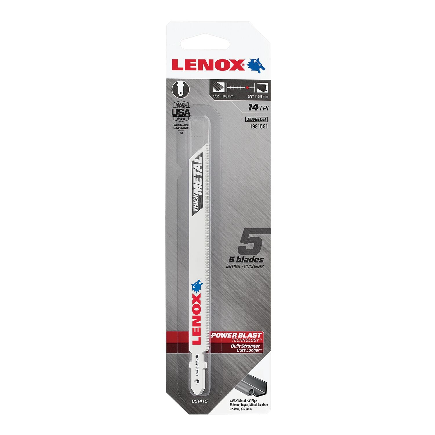 TOLESA Reciprozaag Bladen – 225 Mm, 5 Stuks, 8+10 TPI, Bimetaal Met Kobalt – Voor Staal, Gips, Spaanplaat En Composiet