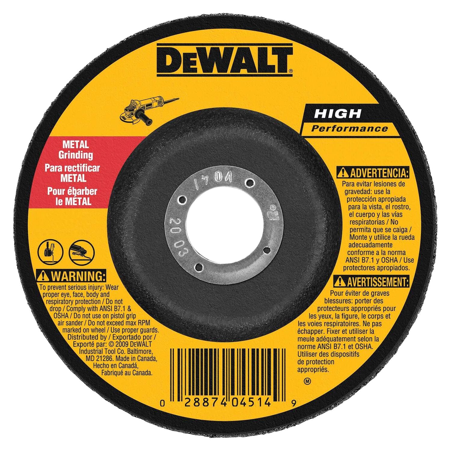 DEWALT Grinding Wheel For Metal, 4-1/2-Inch (Dw4514)