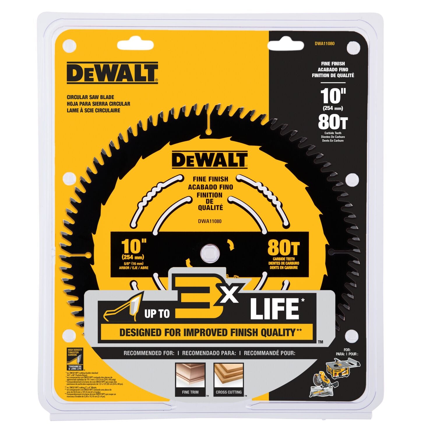 DEWALT 10 In Carbide Table Saw Blade 80 Tooth with 5/8 in Arbor (1 Pack)