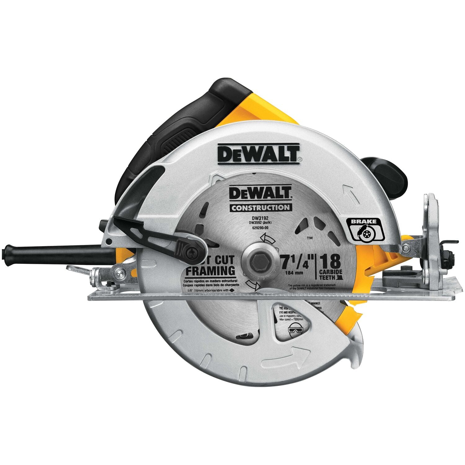 DEWALT 7-1/4-Inch Circular Saw with Electric Brake, 15-Amp, Corded